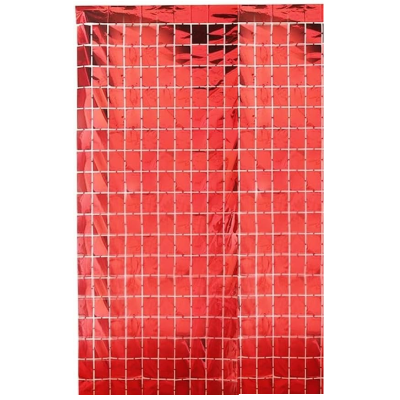 Square Foil Curtain Backdrop – Golden, Silver, Blue & Pink Metallic Box Foil Curtains for Party Decor – (Pack of 1 Pc)