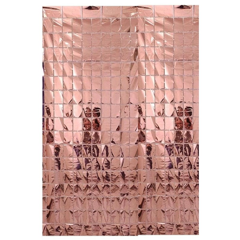 Square Foil Curtain Backdrop – Golden, Silver, Blue & Pink Metallic Box Foil Curtains for Party Decor – (Pack of 1 Pc)