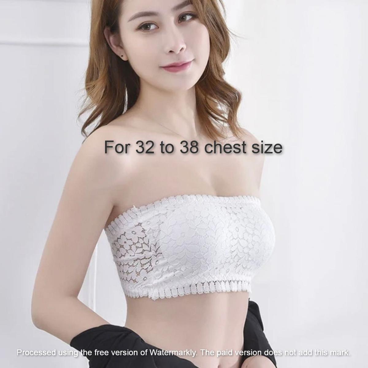 Picture of Imported Padded Push Up Lace Tube Strapless Bra For Women - One Piece