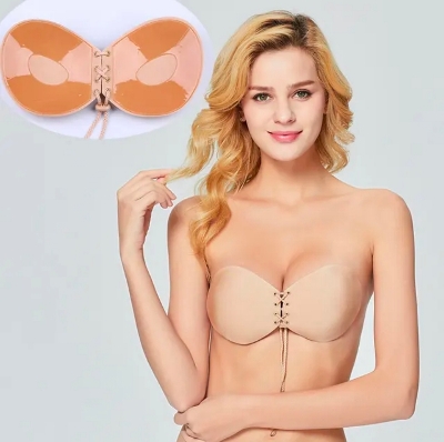 Picture of Imported Strapless Silicone Push up Backless Self Adhesive Gel Magic Stick Invisible butterfly shape Bra for Women - Bra