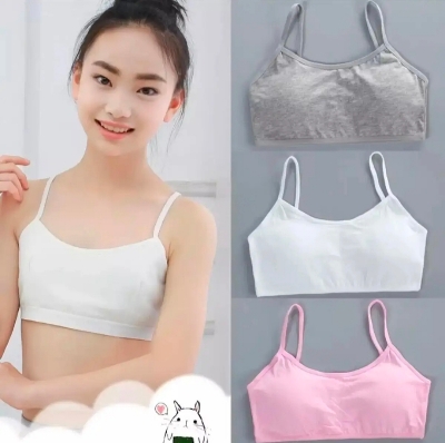 Picture of 1 piece Padded Bra for Teen Girls Kids Training Bras Topics for Teens Underwear Lingerie Thin Strap Topic Sleeveless Vest Cotton