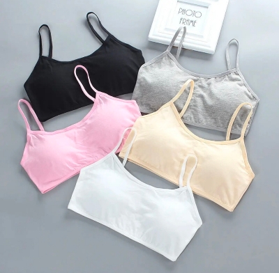 Picture of 3 pcs Teenage Girls Small Bras Young Children Underwears Student Girls Wireless Solid Underclothes Kids Sports Training Bra Vest