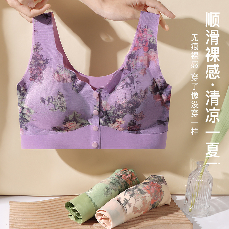 Picture of 1 Piece Imported Premium Print Maternity Bra Nursing Bra Front Button Bra Ice Silk comfortable Bra new born baby feeding Bra for women