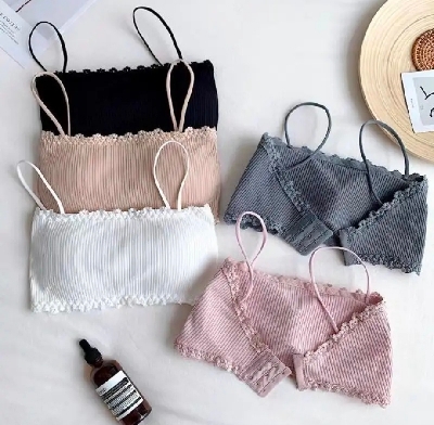 Picture of Imported Cotton comfortable Slim strap bra  stylish pad removable soft tank top tube teenagers bra for women wear bra-One piece