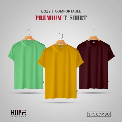 Picture of Hope Lifestyle Men's Premium Blank T-Shirt Combo- Light Olive, Yellow, Maroon