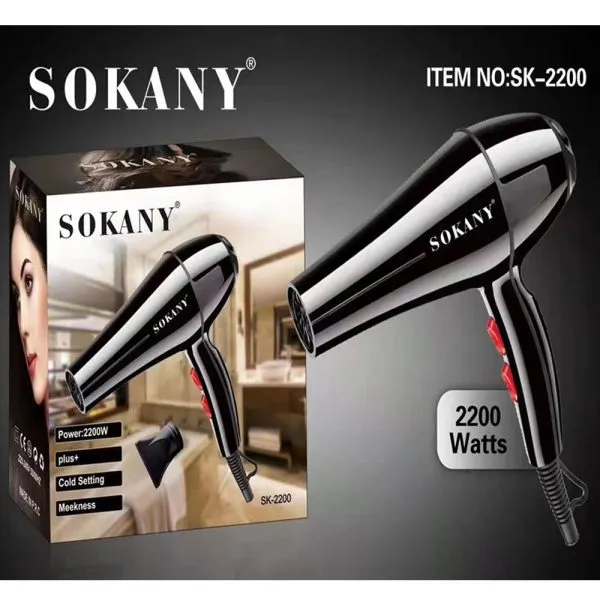 Picture of Sokany Hair dryer, 2200 watt, Black - SK-2200