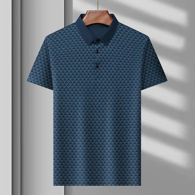 Picture of City Boy Triangle Pattern Premium China Polo Shirt-Navy For Men