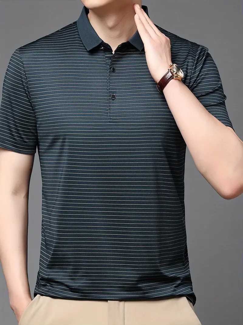 Picture of City Boy Stripe Pattern Short Sleeve New Premium China Polo Shirt-Navy