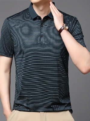 Picture of City Boy Stripe Pattern Short Sleeve New Premium China Polo Shirt-Navy