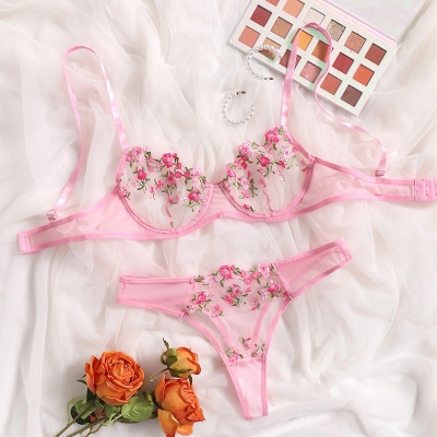 Picture of Khapsu Premium Quality Premium Quality Flower Transparent Lace style women bra and panty set
