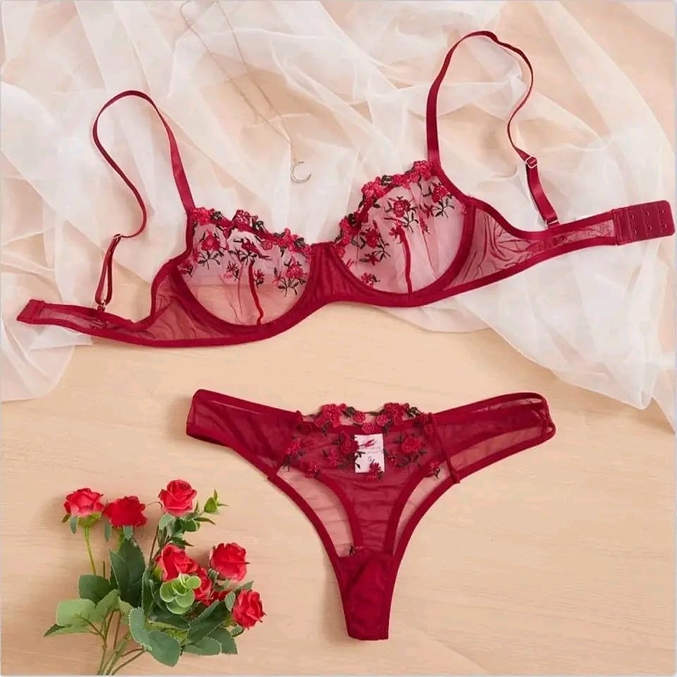 Picture of Khapsu Premium Quality Premium Quality Flower Transparent Lace style women bra and panty set