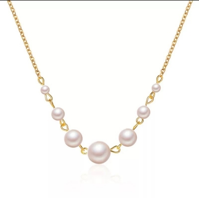 Picture of Lucky 7 Pearl Necklace Women White Pearls Collarbone Necklaces Choker Silver Color Pendant Female Fashion Jewelry As Best