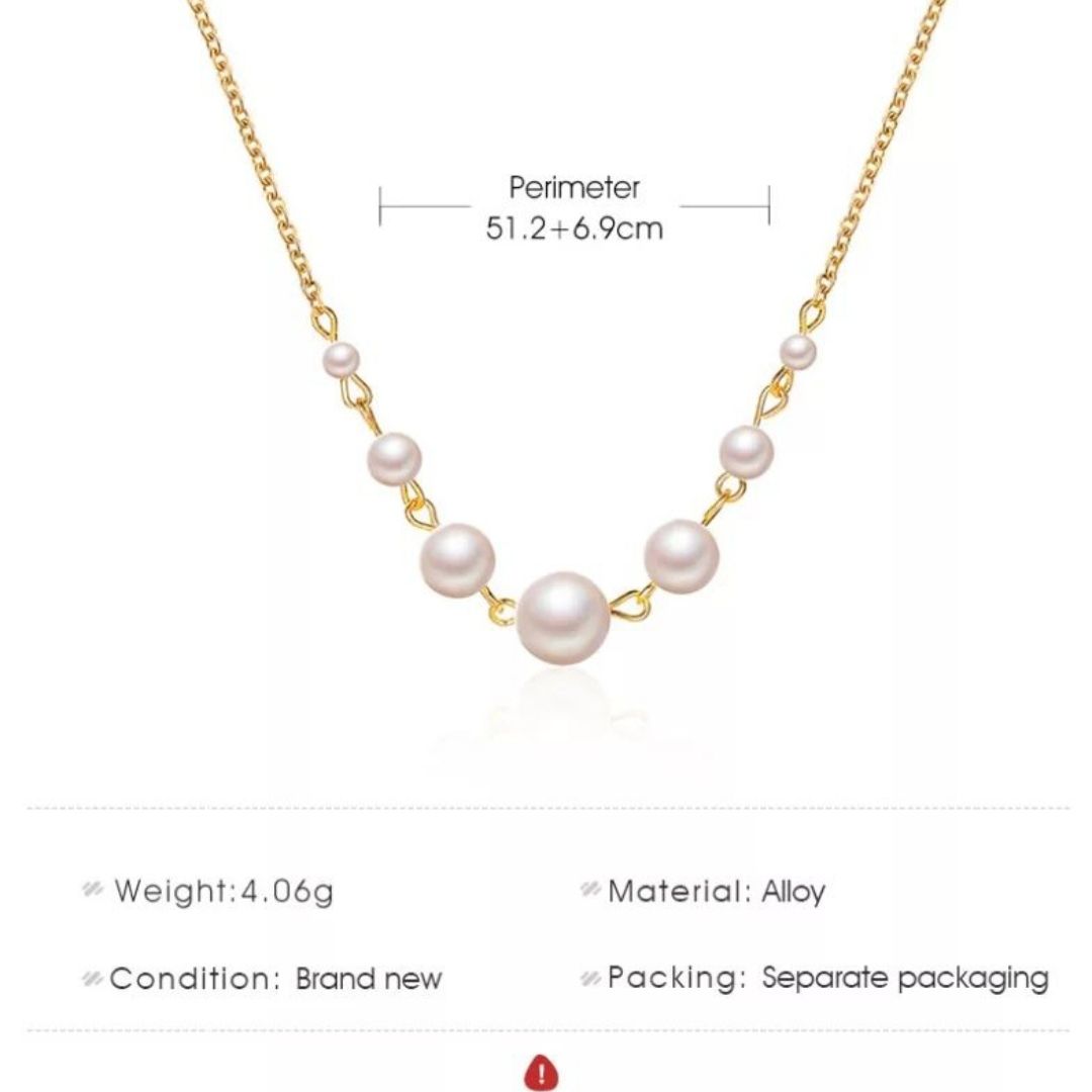 Picture of Lucky 7 Pearl Necklace Women White Pearls Collarbone Necklaces Choker Silver Color Pendant Female Fashion Jewelry As Best