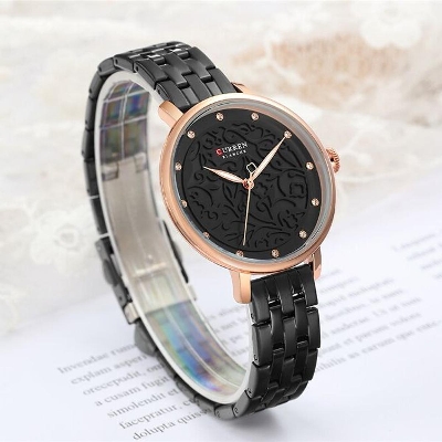 Picture of CURREN 9046 Black Stainless Steel Analog Watch For Women silver