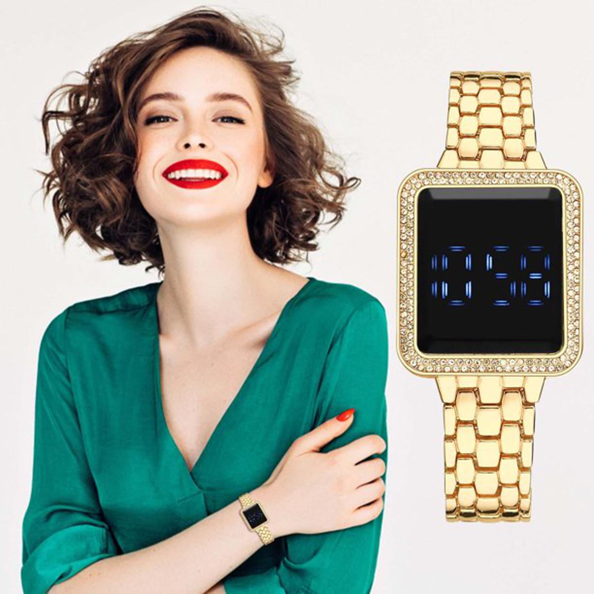 Picture of The New Trend LED Display Touchs Large Screen Ladies' Electronic Watches Luxury Diamond Watches
