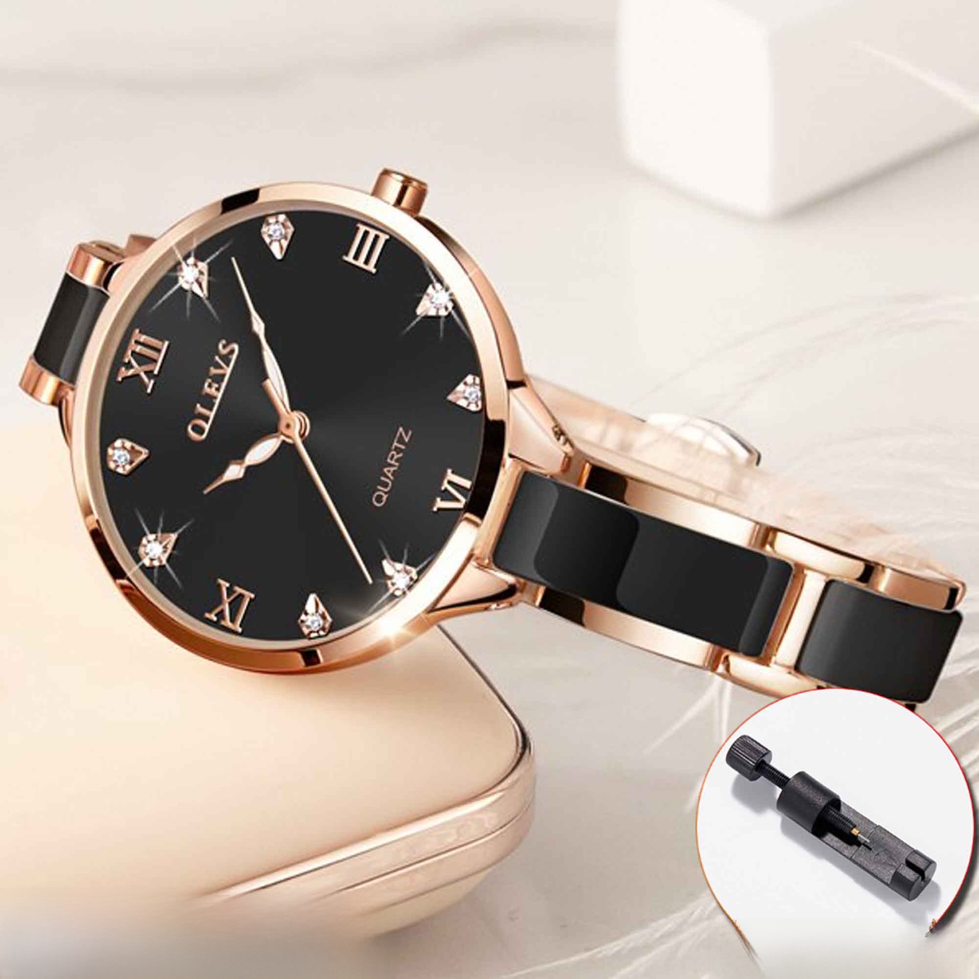 Picture of Olevs 5872 White Stainless Steel Analoge Wrist Watch For Women