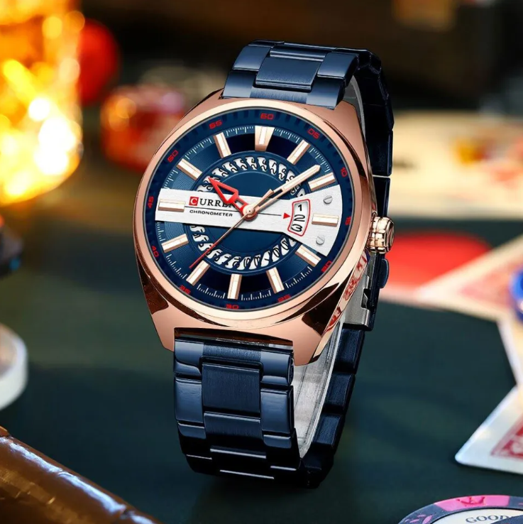 Picture of CURREN 8403 Men Watch Stainless Steel Band Luxury Quartz Wristwatches for Male Creative Design Golden Clock with Luminous