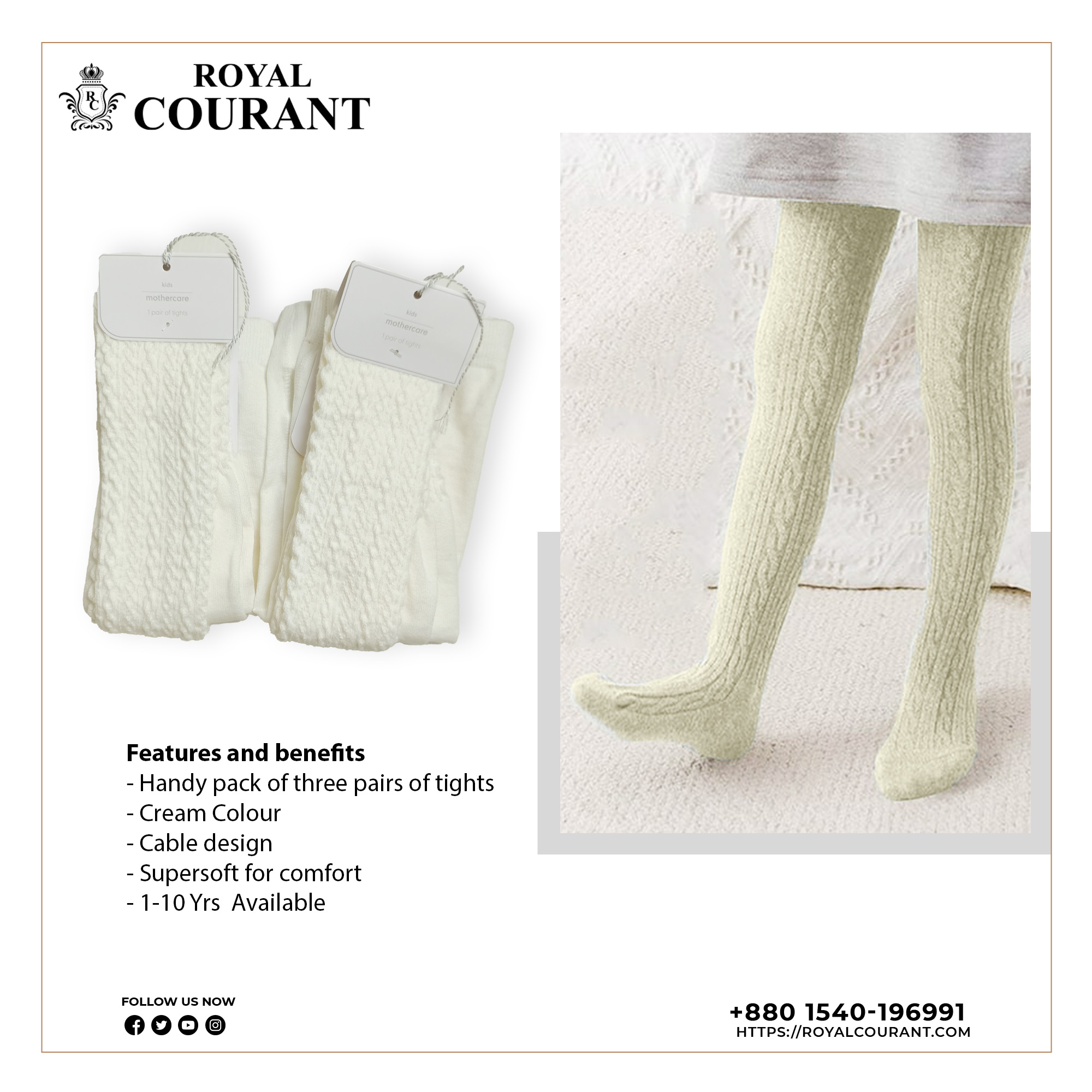 Picture of Girls Beautifully Cable Knitted Luxury cotton Tights