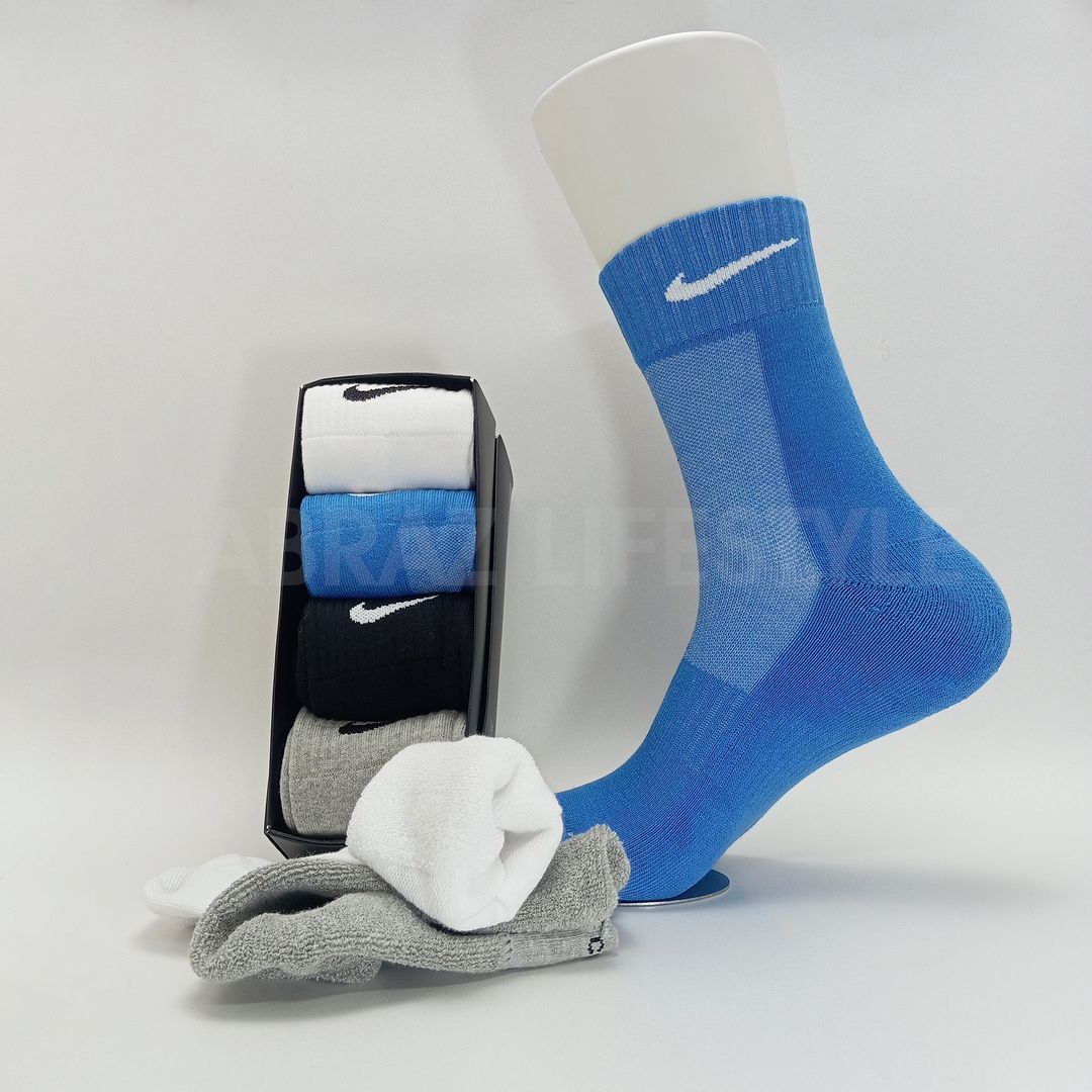 Picture of Superior Quality Footbed Terry Socks - Attractive 4 Colors Pair - Experience Comfort with Ribbed Cotton Crew Socks