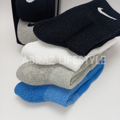 Picture of Superior Quality Footbed Terry Socks - Attractive 4 Colors Pair - Experience Comfort with Ribbed Cotton Crew Socks