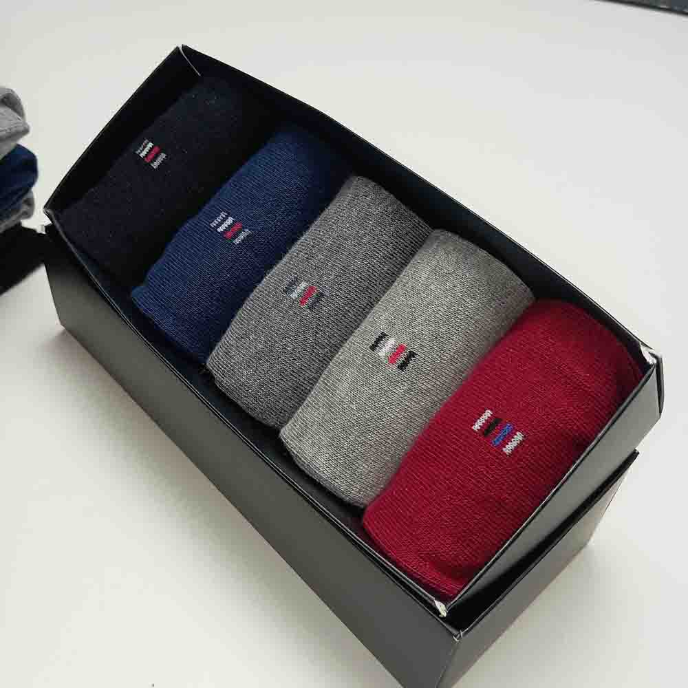 Picture of Plain Multicolor Mens Dress Socks - Premium Cotton formal socks with Soft Elastic - 5 Pack Bundle