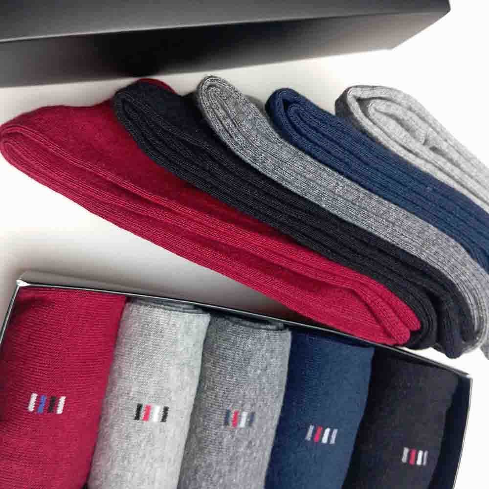 Picture of Plain Multicolor Mens Dress Socks - Premium Cotton formal socks with Soft Elastic - 5 Pack Bundle