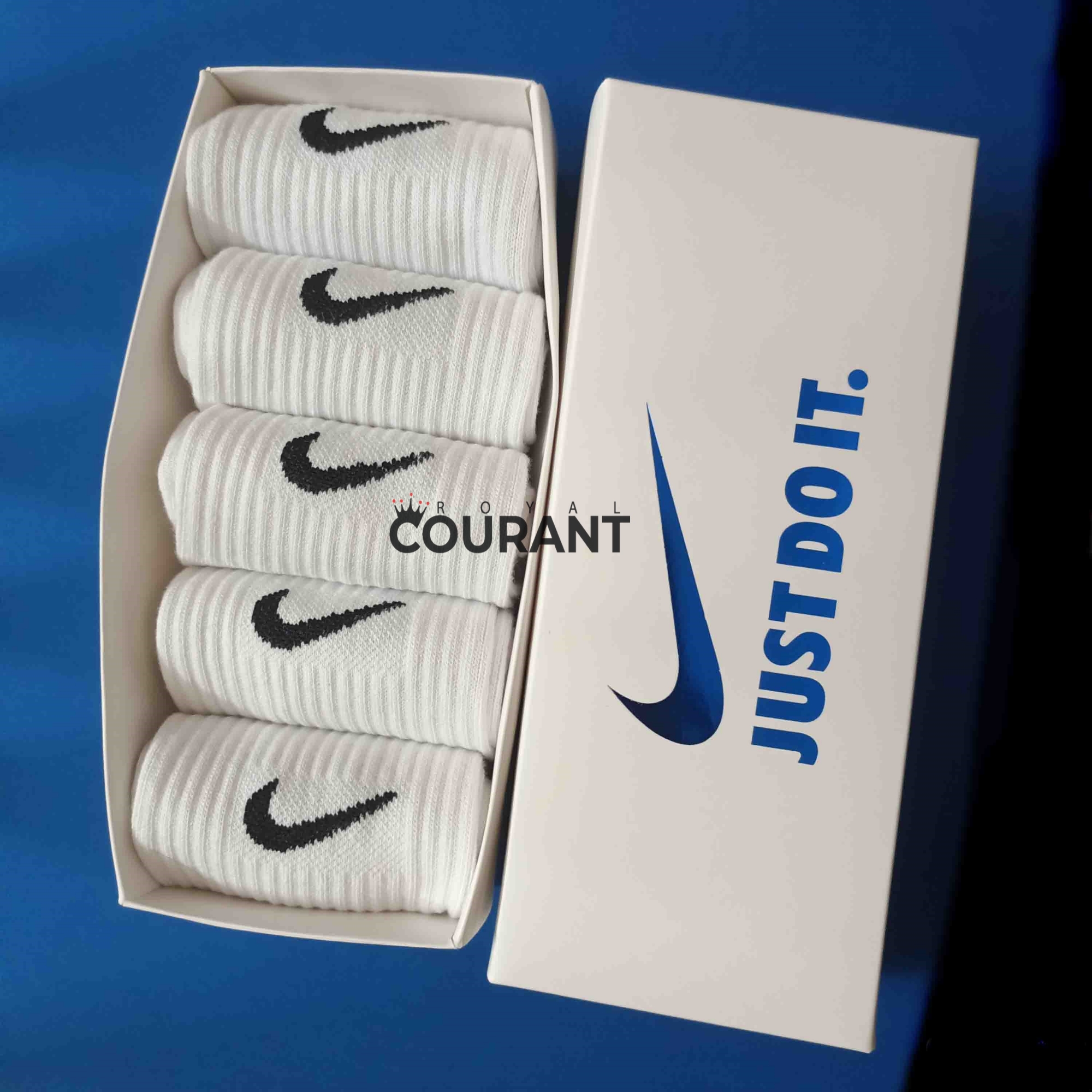 Picture of Swoosh logo Solid white Socks - Cotton | Sweat Absorption | Quarter Length | Unisex | Free Size Socks
