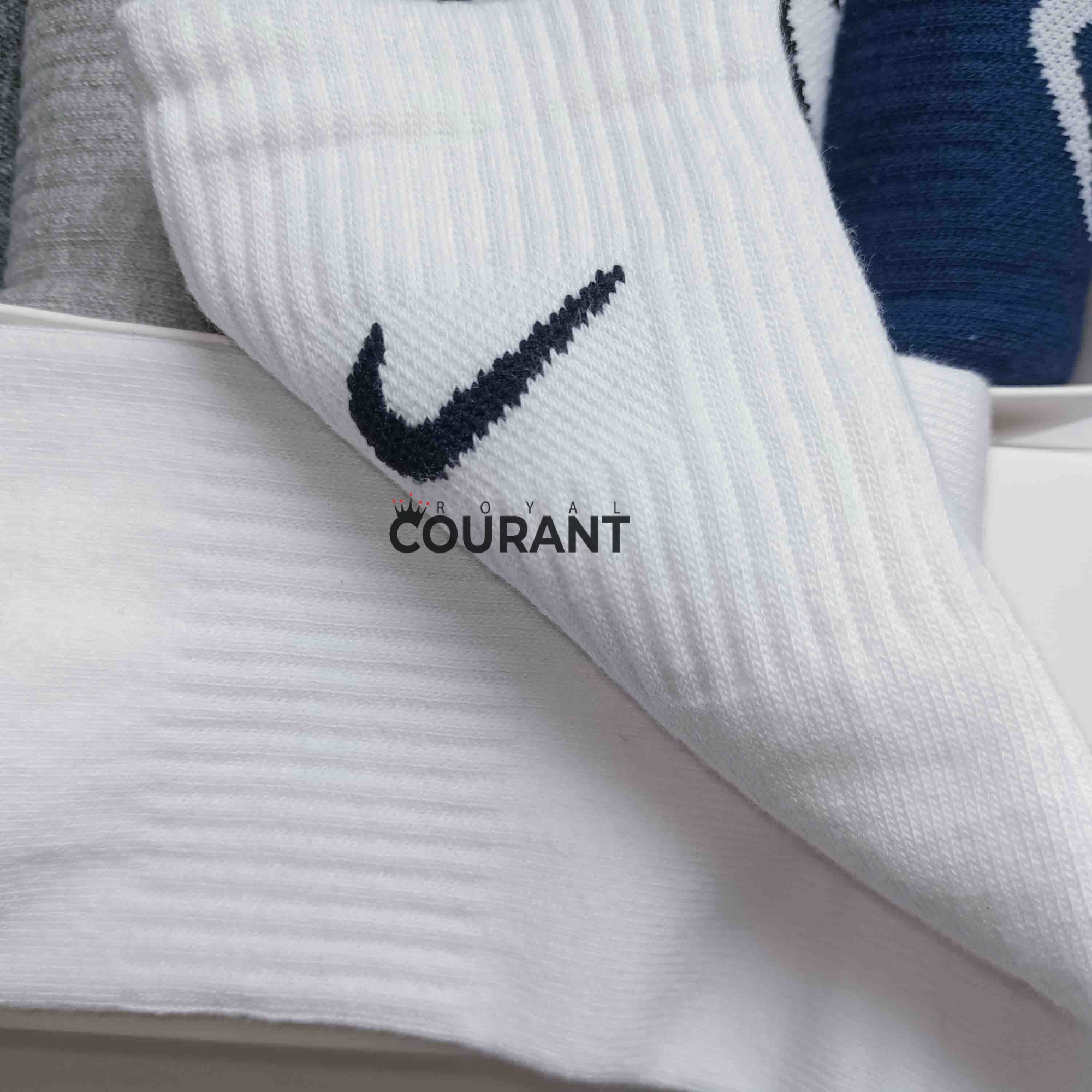 Picture of Swoosh logo Solid white Socks - Cotton | Sweat Absorption | Quarter Length | Unisex | Free Size Socks