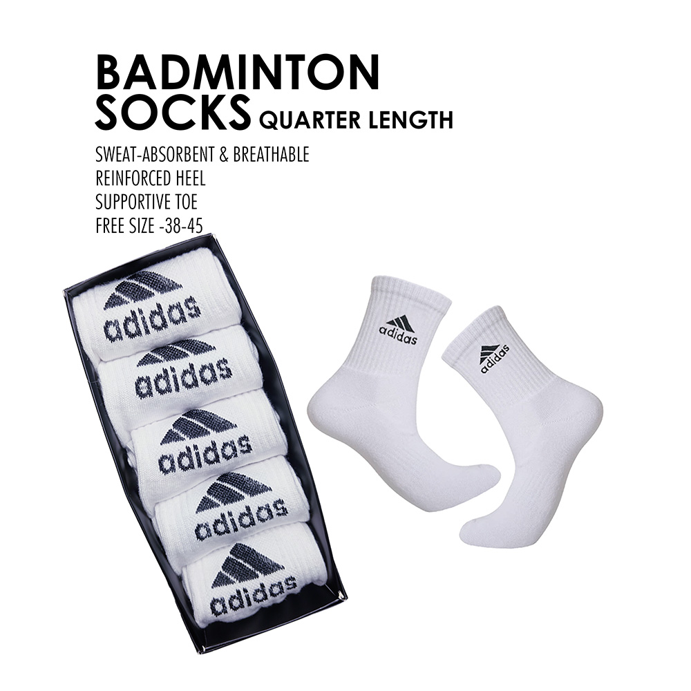 Picture of Badminton Socks - Cotton | Sweat Absorption | Quarter Length | Unisex | Free Size Socks-ADB