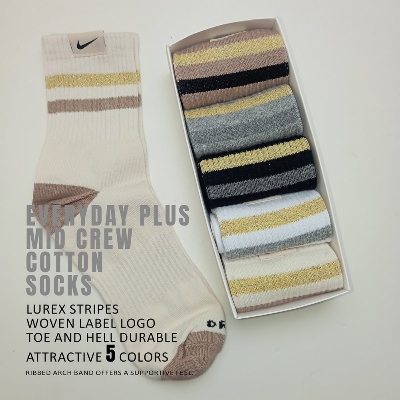 Picture of Everyday Plus Mid crew cotton Socks- Lurex Stripe - Luxury | Unisex | 5 pair | SPECIAL EDITION