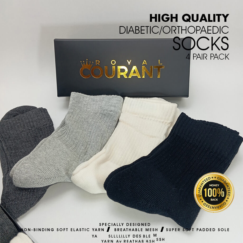 Picture of Diabetic Socks | Scientifically Designed | Mid Crew Length | Unisex | Extra padded-Terry sole | 4 Pair Pack