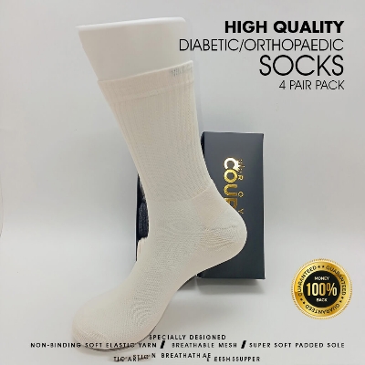 Picture of Diabetic Socks | Scientifically Designed | Mid Crew Length | Unisex | Extra padded-Terry sole | 4 Pair Pack