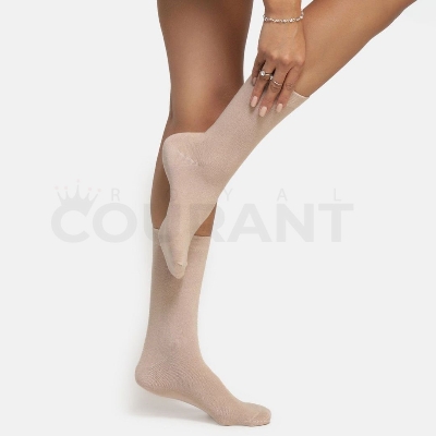 Picture of Women skin color regular length plain cotton Socks - 5 pair pack