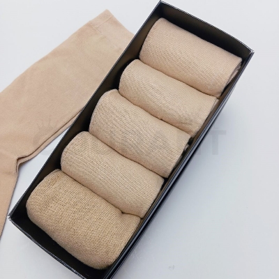 Picture of Women skin color regular length plain cotton Socks - 5 pair pack