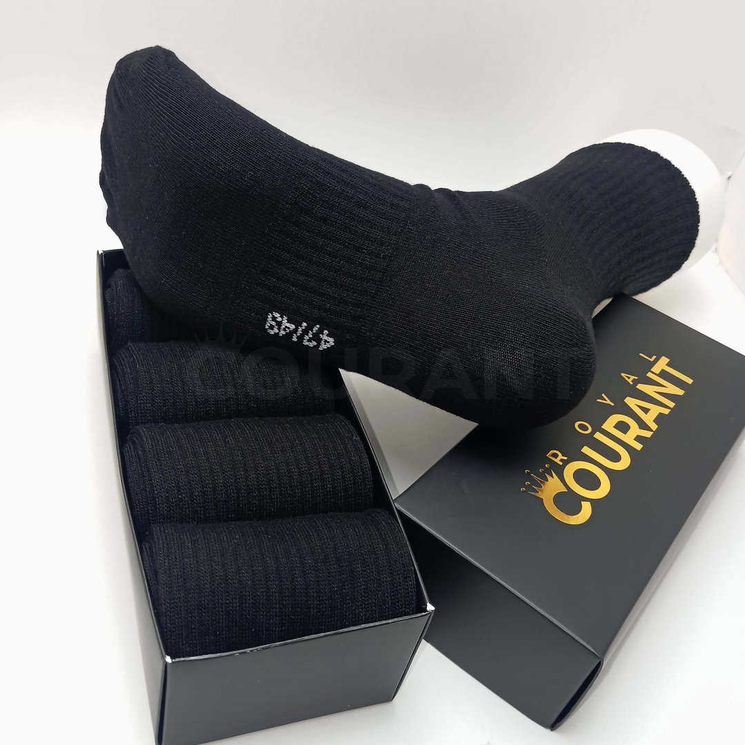 Picture of Men Extra Wide BIG Foot Cotton Socks 4 Pair - High Quality- Black & White