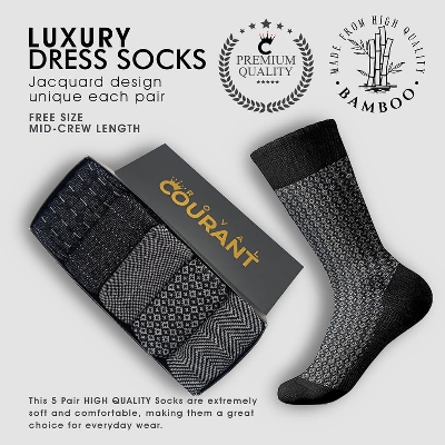 Picture of Luxury Men’s Jacquard Patterned Dress Socks – High Quality Bamboo Rayon - 5 Pairs Socks