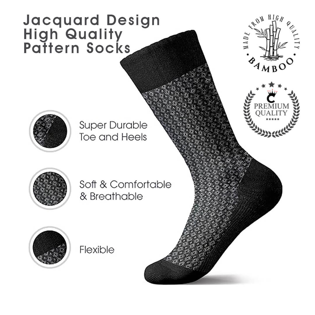 Picture of Luxury Men’s Jacquard Patterned Dress Socks – High Quality Bamboo Rayon - 5 Pairs Socks