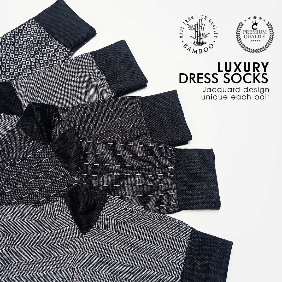 Picture of Luxury Men’s Jacquard Patterned Dress Socks – High Quality Bamboo Rayon - 5 Pairs Socks