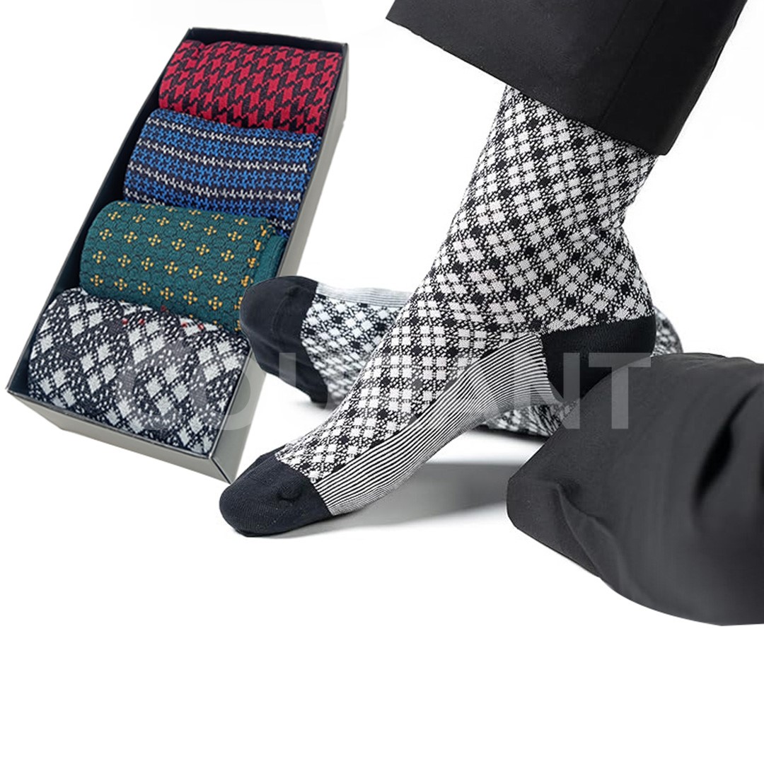 Picture of Luxury Dress Socks Eye-catching jacquard design 4 pair pack
