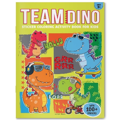 Picture of Team Dino Sticker Coloring Book For Kids Paperback