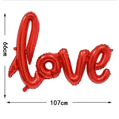 Love Cursive Foil Balloon – 40 Inch Big Size Love Alphabets Letters Foil Balloon for Wedding, Birthday, Anniversary, Valentine’s Day & Romantic Party Decor– (Pack of 1 Set)