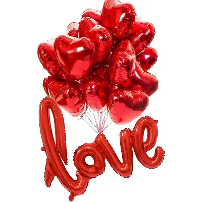 Love Cursive Foil Balloon – 40 Inch Big Size Love Alphabets Letters Foil Balloon for Wedding, Birthday, Anniversary, Valentine’s Day & Romantic Party Decor– (Pack of 1 Set)