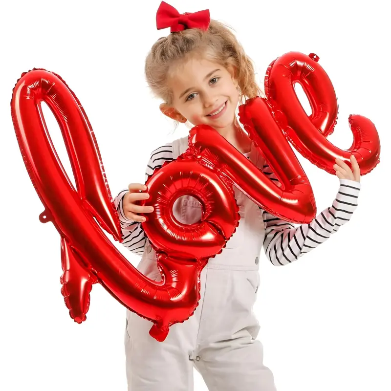 Love Cursive Foil Balloon – 40 Inch Big Size Love Alphabets Letters Foil Balloon for Wedding, Birthday, Anniversary, Valentine’s Day & Romantic Party Decor– (Pack of 1 Set)