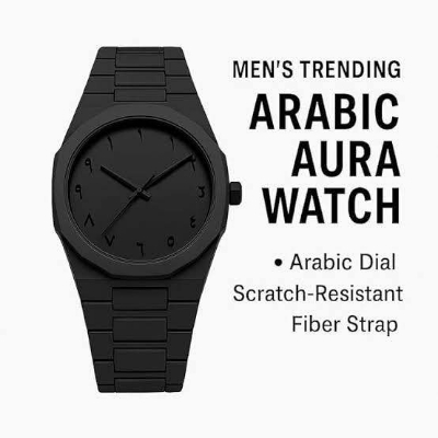 Picture of Mens Trending Arabic Aura Watch | Arabic Dial Watch | Matte Watch | Trendy Watch | Watch For boys | Fashional Trending Watch Black