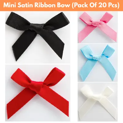 Mini Satin Ribbon Bows- Decorative Small Ribbon Tiny Bows for Gift Wrapping, Scrapbooking, and DYI Crafting (Pack of 20 Pcs)