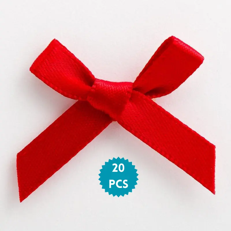 Mini Satin Ribbon Bows- Decorative Small Ribbon Tiny Bows for Gift Wrapping, Scrapbooking, and DYI Crafting (Pack of 20 Pcs)