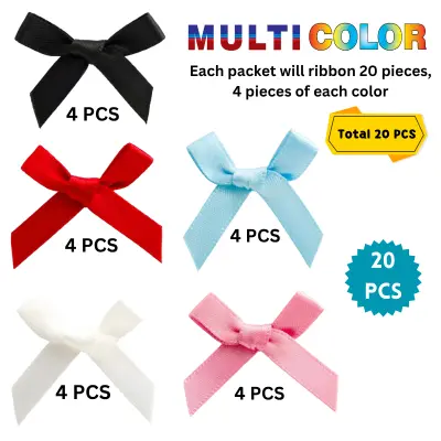 Mini Satin Ribbon Bows- Decorative Small Ribbon Tiny Bows for Gift Wrapping, Scrapbooking, and DYI Crafting (Pack of 20 Pcs)