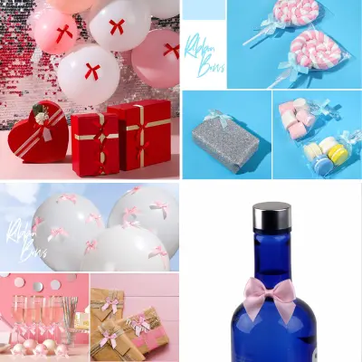 Mini Satin Ribbon Bows- Decorative Small Ribbon Tiny Bows for Gift Wrapping, Scrapbooking, and DYI Crafting (Pack of 20 Pcs)