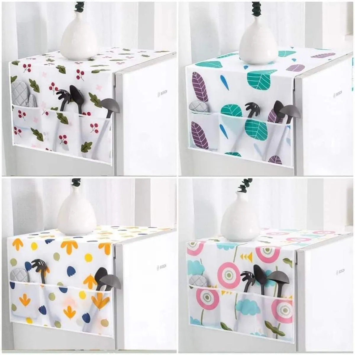 Picture of Refrigerator Dust Cover with Storage Bag Washable Printing Multi-purpose Household