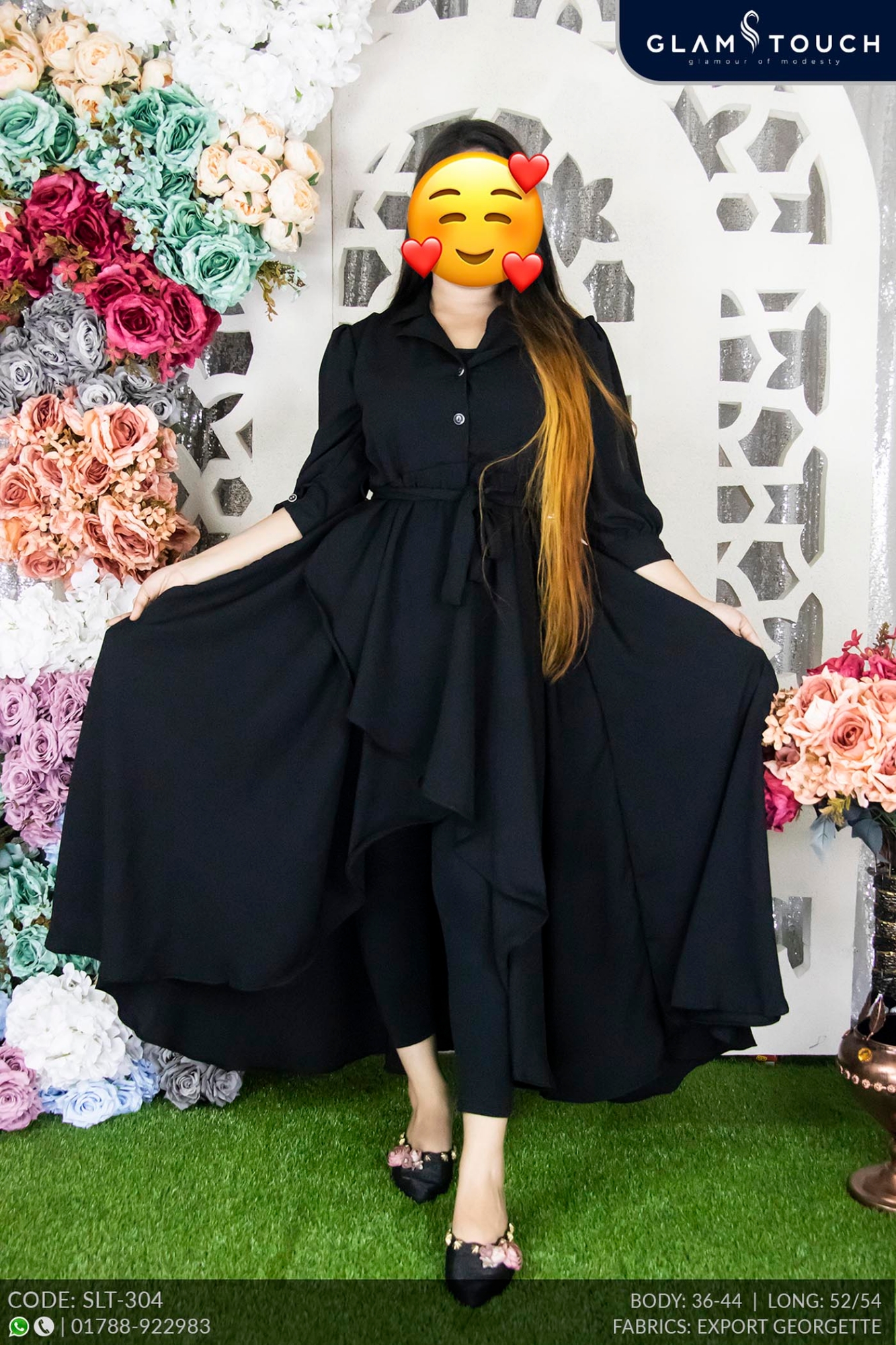 Picture of Glam Touch Premium Quality Tail Cut Blazer Collar Gown